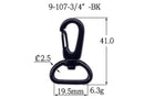 Metal 3/4" Black Oxide Revolving Snap Hook (9-107)-3