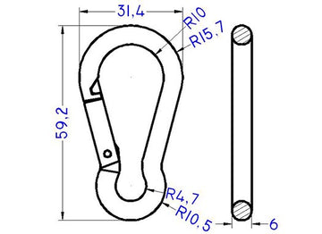 Plastic Black Carabiner (AP707) - 0