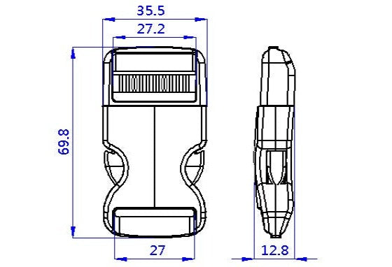 1" Black Side Release Buckle 2000 Series (AP006705252000)