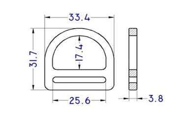 Plastic 1" Double Bar D-Ring (APDBR25) - 0