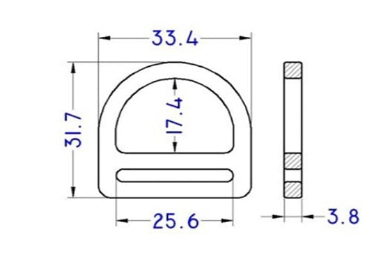 Plastic 1" Double Bar D-Ring (APDBR25) - 0