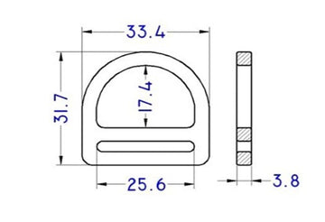 Plastic 1" Double Bar D-Ring (APDBR25)