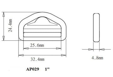 Plastic Black Double Bar D-Ring (AP029) - 0
