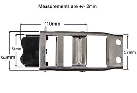 Stainless Steel Locking Steelover Center Buckle with Black Plastic Tips - 0