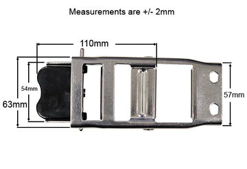 Stainless Steel Locking Steelover Center Buckle with Black Plastic Tips - 0