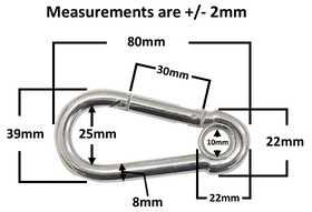 Carabiner Steel Snap Hook with Eye - 80mm - 0