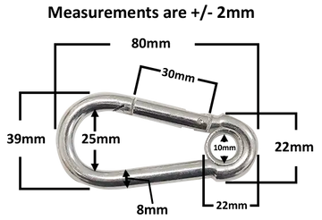 Carabiner Steel Snap Hook with Eye - 80mm - 0
