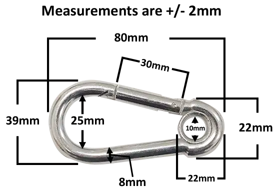 Carabiner Steel Snap Hook with Eye - 80mm - 0