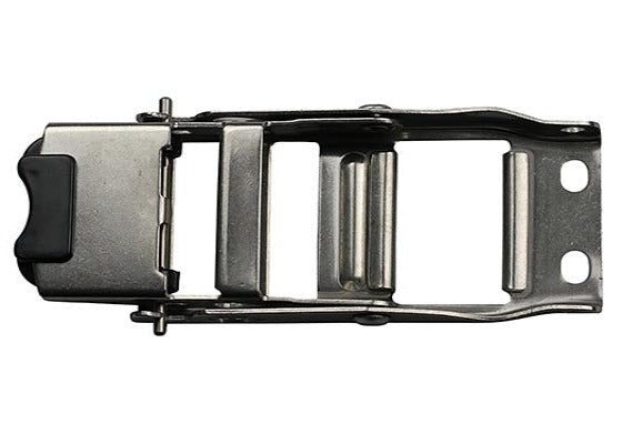 Stainless Steel Locking Steelover Center Buckle with Black Plastic Tips