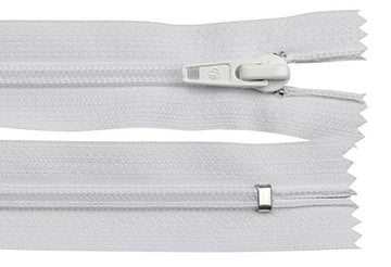 White (101) #5 Premade Nylon Coil Zipper, Closed End, Length 11", 18", 22" with Auto Lock Slider (ZIP05)