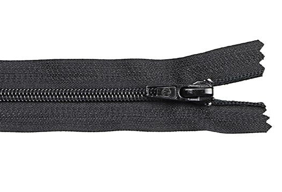 Black (310) #7 Premade Nylon Coil Zipper, Closed End, Length 9" (ZIP07)